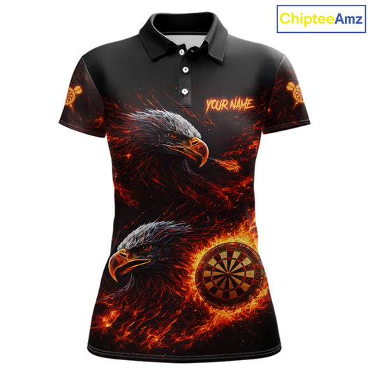 Eagle Couple Flame Dartboard & Arrow Women Darts Polo Shirt Custom Outfits Dart Team Jerseys NYN2508