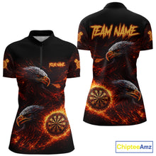 Load image into Gallery viewer, Eagle Couple Flame Dartboard &amp; Arrow Women Darts Quarter-Zip Shirt Custom Outfits Dart Team Jerseys NYN2508