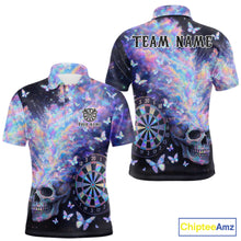 Load image into Gallery viewer, Custom Holographic Smokes Skull Dartboard Men Dart Polo Shirt Butterfly Dart Jerseys NYN2709