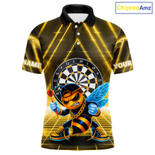 Load image into Gallery viewer, Lightning Yellow Neon Electric Funny Bee Men Dart Polo Shirt Custom Team Name For Darters NYN2710