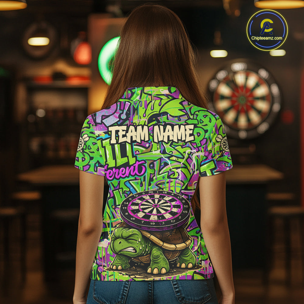 Personalized Funny Dart Shirt Dartboard Turtle Polo Quarter Zip Shirt Custom Team Shirt For Women NYN2859