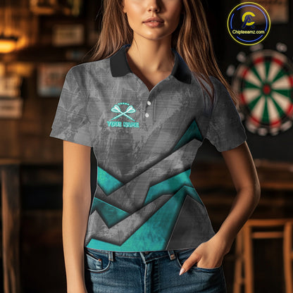 Aggressive Dog Dartboard Turquoise Darts Shirt For Women - Custom Name For Players NYN0563