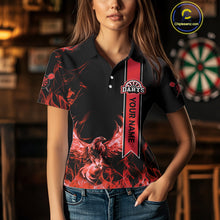 Load image into Gallery viewer, Custom Red Flames Eagle Dart Shirts For Women Eagle Dart Team Jerseys Personalized NYN1109