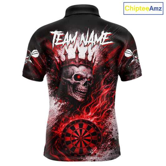 Red Crown Skull Fire Flame Dartboard Men Darts Polo Shirt Custom Grunge Dart Team Jerseys NYN2514