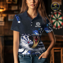 Load image into Gallery viewer, Funny Blue Smoke Cobra Women Darts Polo &amp; Quarter-Zip Shirt Custom Graffiti Dart Team Jerseys NYN3078