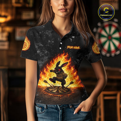 Crazy Rabbit Dartboard Fire Flame Darts Shirt For Women Custom Name & Team Grunge Dart Outfits Jerseys NYN3080