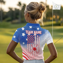 Load image into Gallery viewer, Red, Blue And White American Flag Golf Polo Shirts For Women Custom Patriot Golf Team Tournament NYN3255