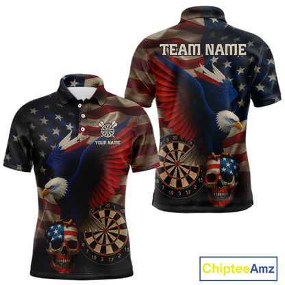 Custom Men's Darts Shirt Eagle US Flag Patriotic Dart Jerseys, Dart Shirts For Lovers NYN1121