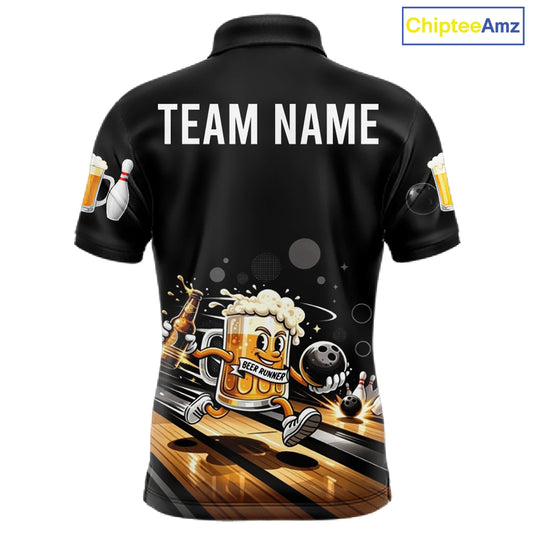 Personalized Beer Runner Funny Bowling Team Shirts For Men Bowling Polo & 1/4-Zip Jersey NYN2724