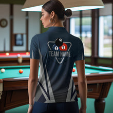 Load image into Gallery viewer, Personalized Dark Blue And Gray 8 Ball Billiard Pool Shirt For Women Custom Billiard Attire Team Jersey NYN3084