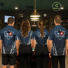 Load image into Gallery viewer, Personalized Dark Blue And Gray 8 Ball Billiard Pool Shirt For Women Custom Billiard Attire Team Jersey NYN3084