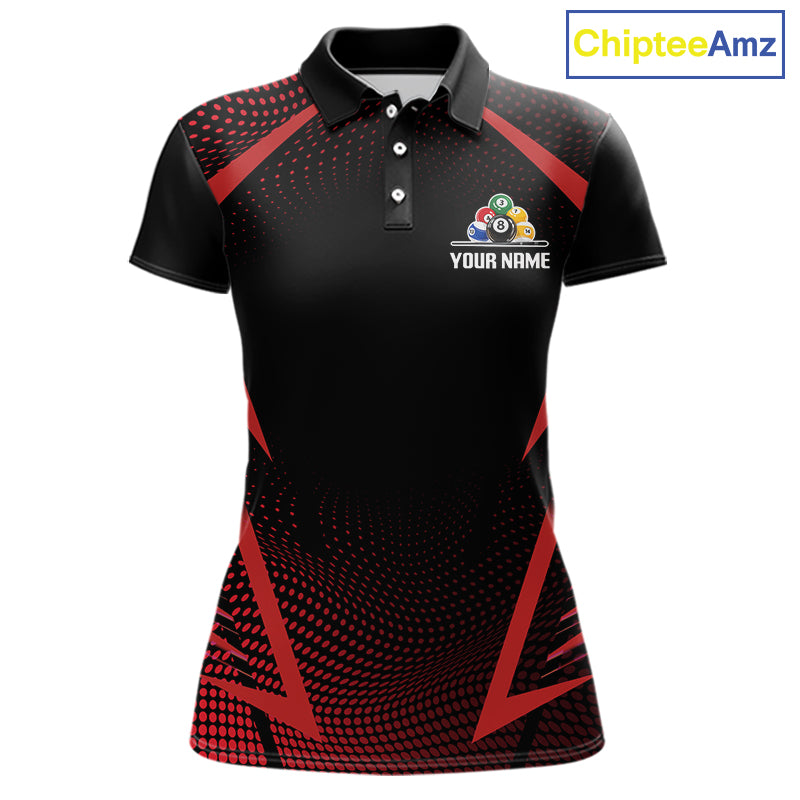 Custom 8 Ball & 9 Ball Women Billiard Shirt Personalized Thunder Red Billiard Pool Team Shirt NYN3090