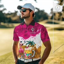 Load image into Gallery viewer, Yellow - Pink Grunge Mens Golf Polo Shirt Custom Flamingo Summer Tropical Golf Team Clothing NYN3263