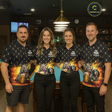 Load image into Gallery viewer, Men women billiard team wearing Beer Funny Rhino custom pool uniforms, funny team billiard jerseys