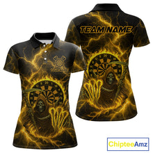 Load image into Gallery viewer, Custom Yellow Flames Grim Reaper Lightning Dart Women 1/4-Zip Jerseys Outfits Dart Gifts NYN1721
