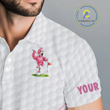 Load image into Gallery viewer, Funny Mens Golf Polo Shirt Custom Crown Flamingo Pink Argyle Pattern Golf Clothing Shirts NYN2876