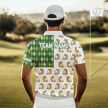 Load image into Gallery viewer, Funny Duck Polo Shirt Mens Golf Polo Shirts Custom Green Argyle Pattern Duck Golf Shirts NYN2879