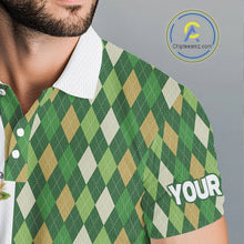 Load image into Gallery viewer, Funny Duck Polo Shirt Mens Golf Polo Shirts Custom Green Argyle Pattern Duck Golf Shirts NYN2879