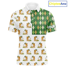 Load image into Gallery viewer, Funny Duck Polo Shirt Mens Golf Polo Shirts Custom Green Argyle Pattern Duck Golf Shirts NYN2879