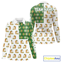 Load image into Gallery viewer, Funny Duck Polo Shirt Womens Golf Polo Shirts Custom Green Argyle Pattern Duck Golf Shirts NYN2879
