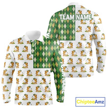 Load image into Gallery viewer, Funny Duck Polo Shirt Mens Golf Polo Shirts Custom Green Argyle Pattern Duck Golf Shirts NYN2879