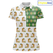 Load image into Gallery viewer, Funny Duck Polo Shirt Womens Golf Polo Shirts Custom Green Argyle Pattern Duck Golf Shirts NYN2879