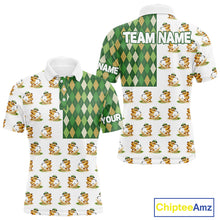 Load image into Gallery viewer, Funny Duck Polo Shirt Mens Golf Polo Shirts Custom Green Argyle Pattern Duck Golf Shirts NYN2879