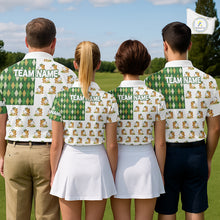 Load image into Gallery viewer, Funny Duck Polo Shirt Mens Golf Polo Shirts Custom Green Argyle Pattern Duck Golf Shirts NYN2879