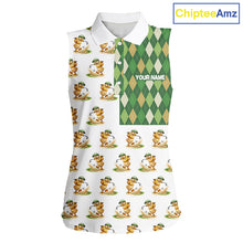 Load image into Gallery viewer, Funny Duck Sleeveless Polo Shirt Womens Golf Polo Shirts Custom Green Argyle Duck Golf Shirts NYN2879