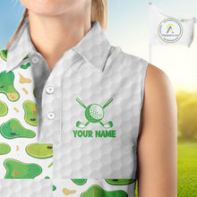 Load image into Gallery viewer, Personalized Womens Golf Sleeveless Polo Shirts Green Golf Courses Custom Name Golf Team Shirt Golf Gifts NYN2880