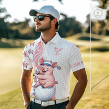 Load image into Gallery viewer, Funny Pig Polo Shirt Mens Golf Polo Shirts Custom Golfing Pig White Golf Pattern Golf Shirts NYN2883