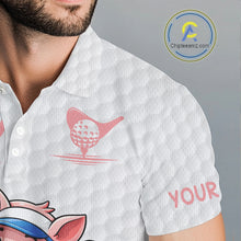 Load image into Gallery viewer, Funny Pig Polo Shirt Mens Golf Polo Shirts Custom Golfing Pig White Golf Pattern Golf Shirts NYN2883