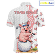 Load image into Gallery viewer, Funny Pig Polo Shirt Mens Golf Polo Shirts Custom Golfing Pig White Golf Pattern Golf Shirts NYN2883