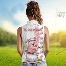 Load image into Gallery viewer, Funny Pig Sleeveless Polo Shirt Womens Golf Polo Shirts Custom Golfing Pig White Golf Pattern Shirts NYN2883