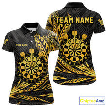 Load image into Gallery viewer, Personalized Black &amp; Gold Tribal Darts Polo &amp; Quarter-Zip Custom Dart Shirts For Women Dart Jerseys  NYN2885