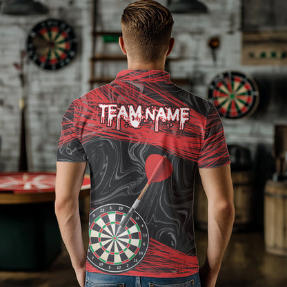 Black And Red Dartboards Custom Polo & 1/4 Zip Dart Jerseys For Men, Dart Team Shirts NYN0006