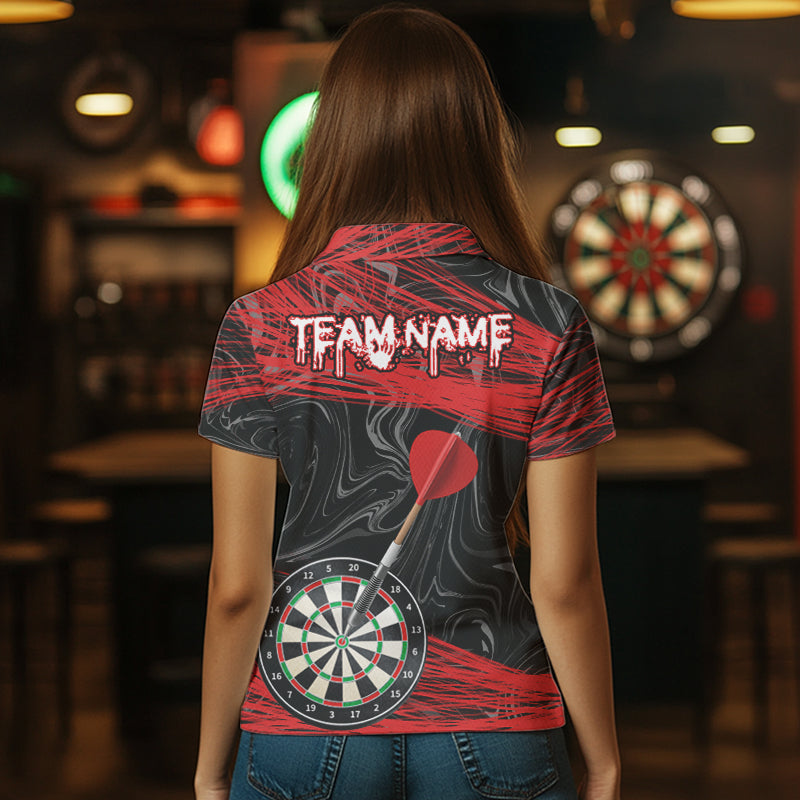 Black And Red Dartboards Custom Polo & 1/4 Zip Dart Jerseys For Men, Dart Team Shirts NYN0006