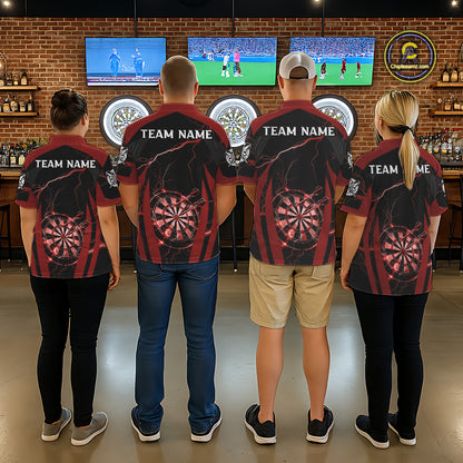 Custom Thunder Lightning Darts Polo & 1/4 Zip Shirt For Men Red Darts Thunder Team Jerseys NYN2889