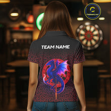 Load image into Gallery viewer, Colorful Gradient Dragon Dartboard Red Women's Darts Shirt - Custom Name &amp; Team Jersey NYN0589