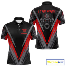 Load image into Gallery viewer, Custom Multi-Skull Lightning Blue Dartboard Dart Men Polo Jerseys Grim Reaper Dart Shirts NYN1739