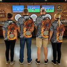Load image into Gallery viewer, Orange Leopard Flame Dartboard Custom Men Darts Polo League Shirts Grunge Dart Jerseys NYN2241