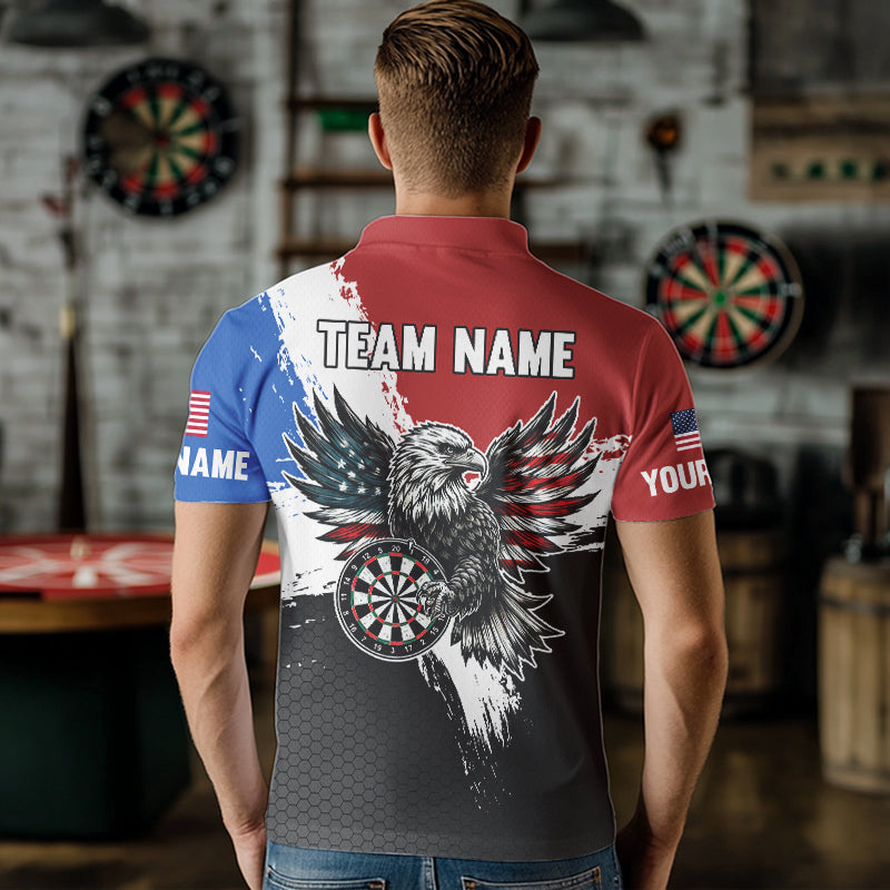 Personalized US Flag Eagle Custom Patriotic Dart Shirts For Men, Custom Dart Jerseys NYN0010