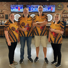 Load image into Gallery viewer, Custom Yellow Claws Pattern Darts Women Polo 14-Zip Shirt, Funny Parrot Darts Team Attire NYN3120