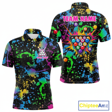 Load image into Gallery viewer, Funny 8 Ball Pool Colorful Paint Splash Custom Name Billiard Shirt For Men Billiard Team Jersey NYN2302