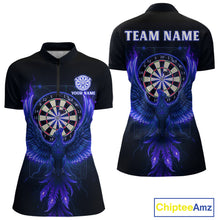 Load image into Gallery viewer, Custom Funny Flame Phoenix Blue Dartboard Dart Women Quarter-Zip Jerseys Outfits Dart Shirts NYN1745