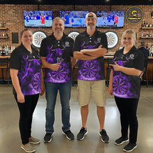 Load image into Gallery viewer, Purple Funny Bull Fire Flame Dartboard Custom Men Darts Quarter-Zip League Shirts Dart Jerseys NYN2243