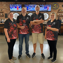 Load image into Gallery viewer, Red Funny Bull Fire Flame Dartboard Custom Men Darts Quarter-Zip League Shirts Dart Jerseys NYN2244