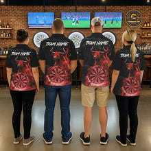Load image into Gallery viewer, Red Funny Bull Fire Flame Dartboard Custom Men Darts Quarter-Zip League Shirts Dart Jerseys NYN2244