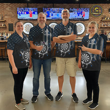 Load image into Gallery viewer, Custom Blue US Flag Water Dartboard Men Darts Polo League Shirts Patriotic Dart Jerseys NYN2246