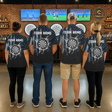 Load image into Gallery viewer, Custom Blue US Flag Water Dartboard Men Darts Polo League Shirts Patriotic Dart Jerseys NYN2246